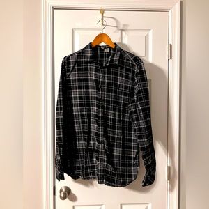 H&M Plaid Black and Gray Women’s Button-Down Shirt - Size Medium